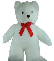 white teddy bear with red bow