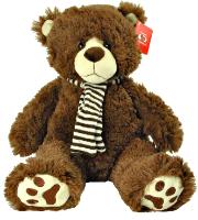 dark brown bear with scarf