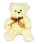 cream teddy bear with brown ribbon