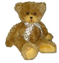 brown bear with ribbon